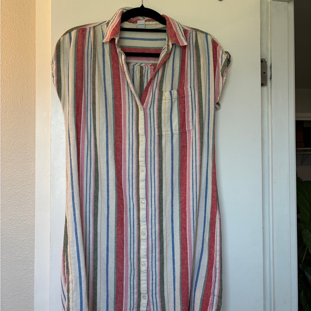 Striped Button Down Shirtdress